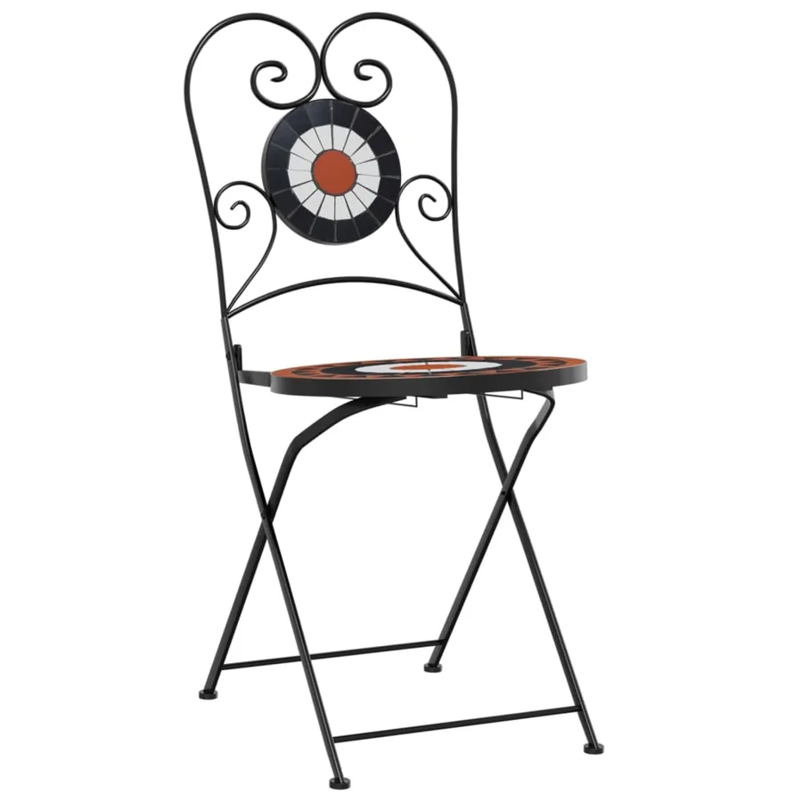 Chaises de bistro pliables lot de 2 terre cuite blanc céramique - 4