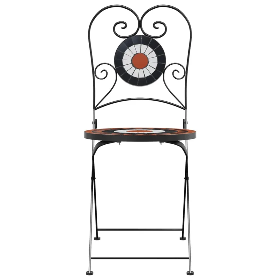 Chaises de bistro pliables lot de 2 terre cuite blanc céramique - 5