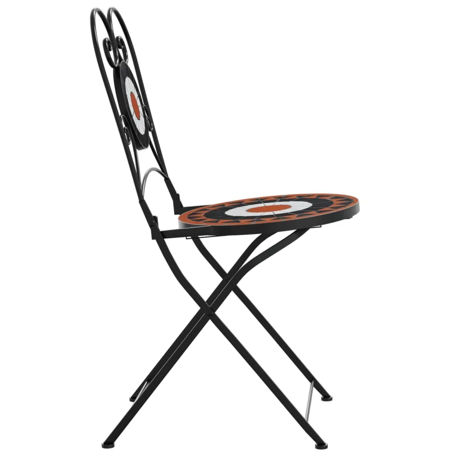 Chaises de bistro pliables lot de 2 terre cuite blanc céramique - 6