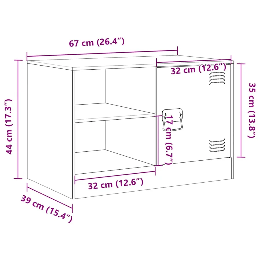 Meubles TV 2 pcs noir 67x39x44 cm acier - 12