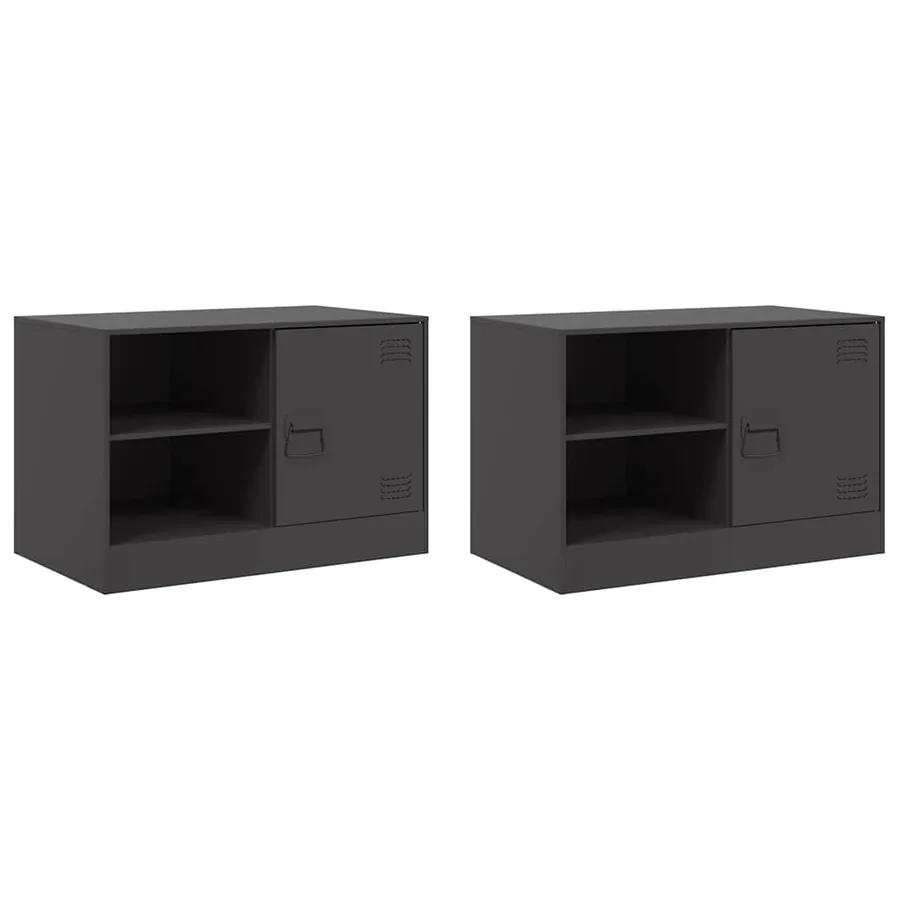 Meubles TV 2 pcs noir 67x39x44 cm acier - 2