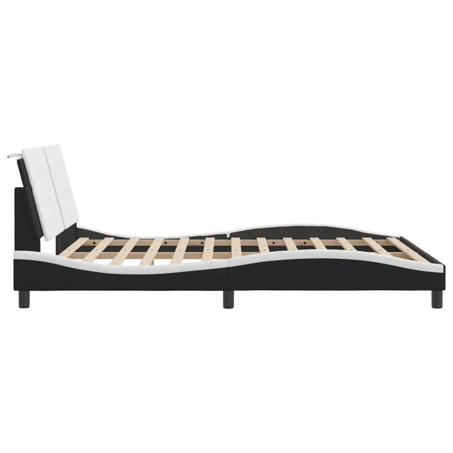 Cadre de lit avec LED sans matelas Zadar noir et blanc 160x200 cm - 8