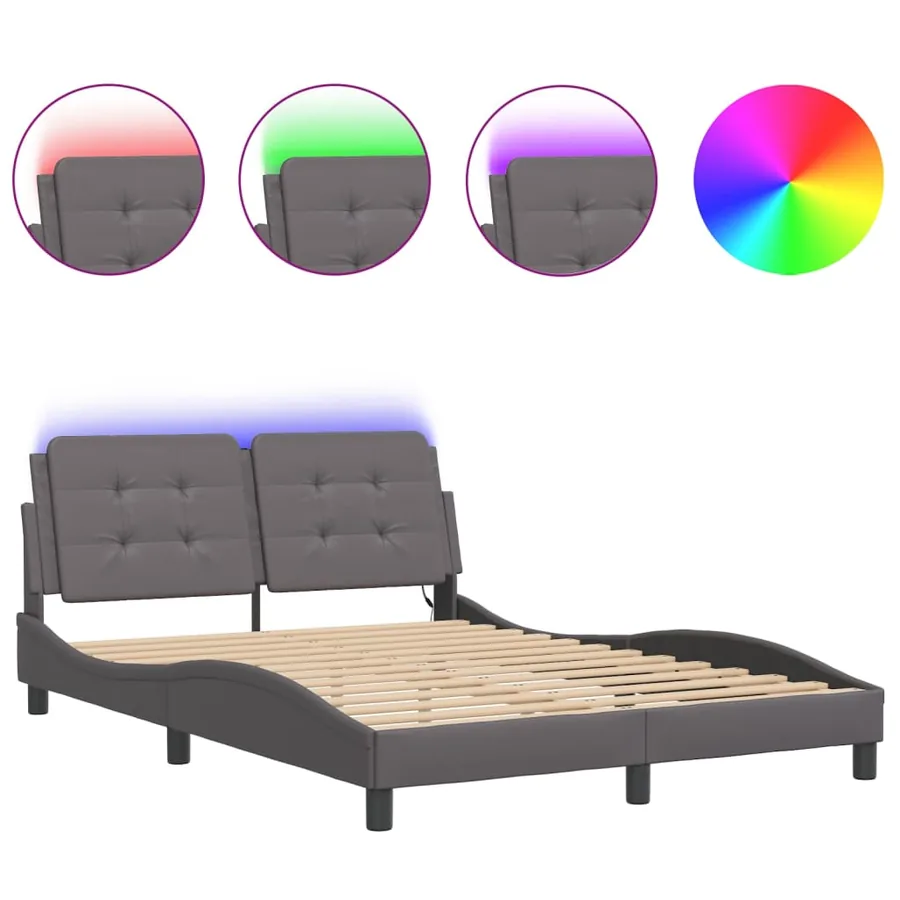 Cadre de lit avec LED sans matelas Zadar gris 120x200 cm - 2