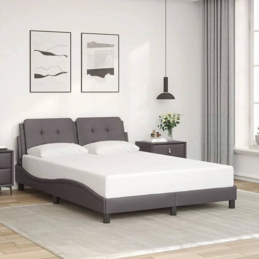 Cadre de lit avec LED sans matelas Zadar gris 120x200 cm - 4