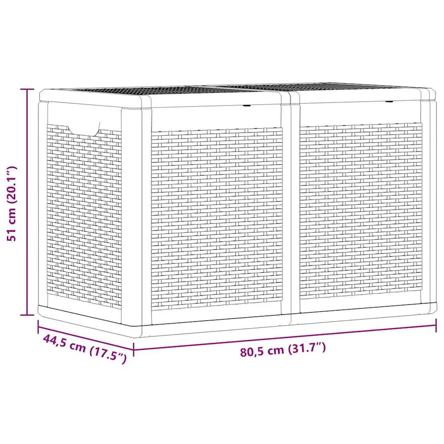 Boîte de rangement de jardin 180 L Noir PP Rotin - 10
