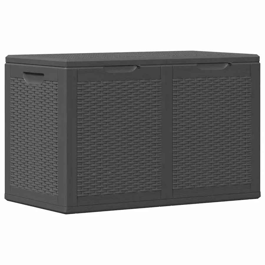 Garden storage box 180 L Black PP Rattan - 2
