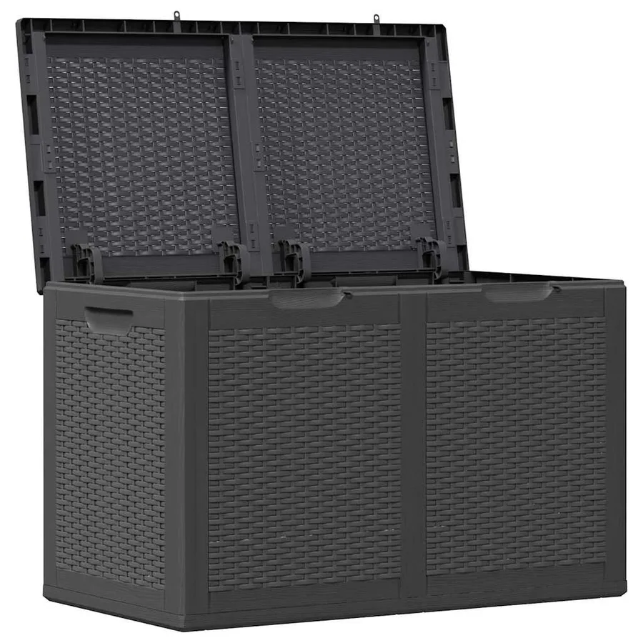 Garden storage box 180 L Black PP Rattan - 3