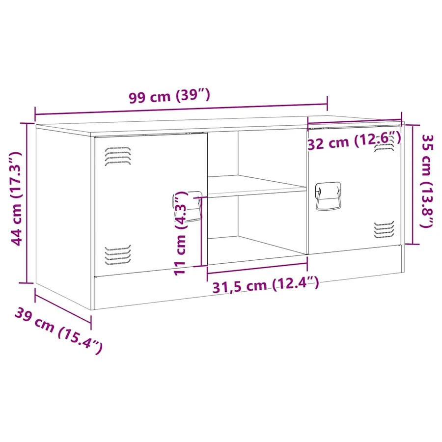 Meuble TV rose 99x39x44 cm acier - 14