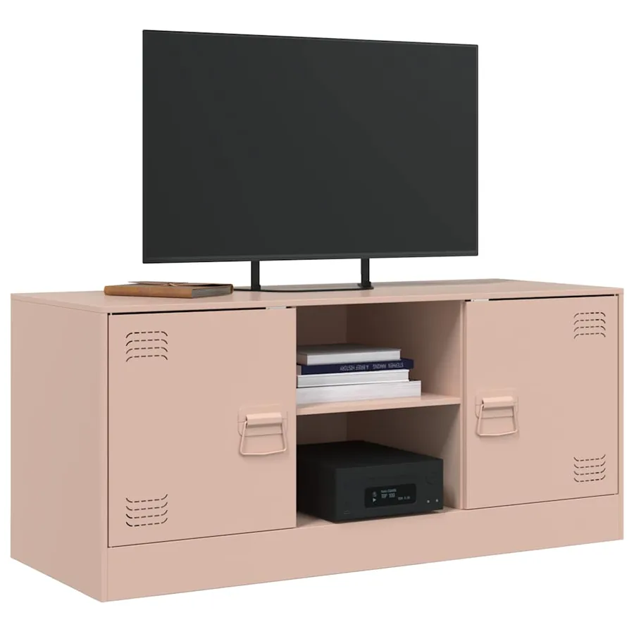 Meuble TV rose 99x39x44 cm acier - 4
