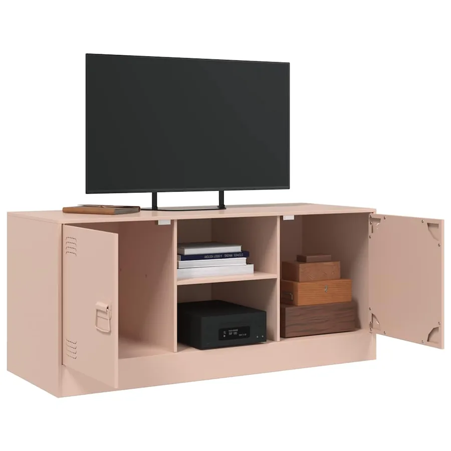 Meuble TV rose 99x39x44 cm acier - 5