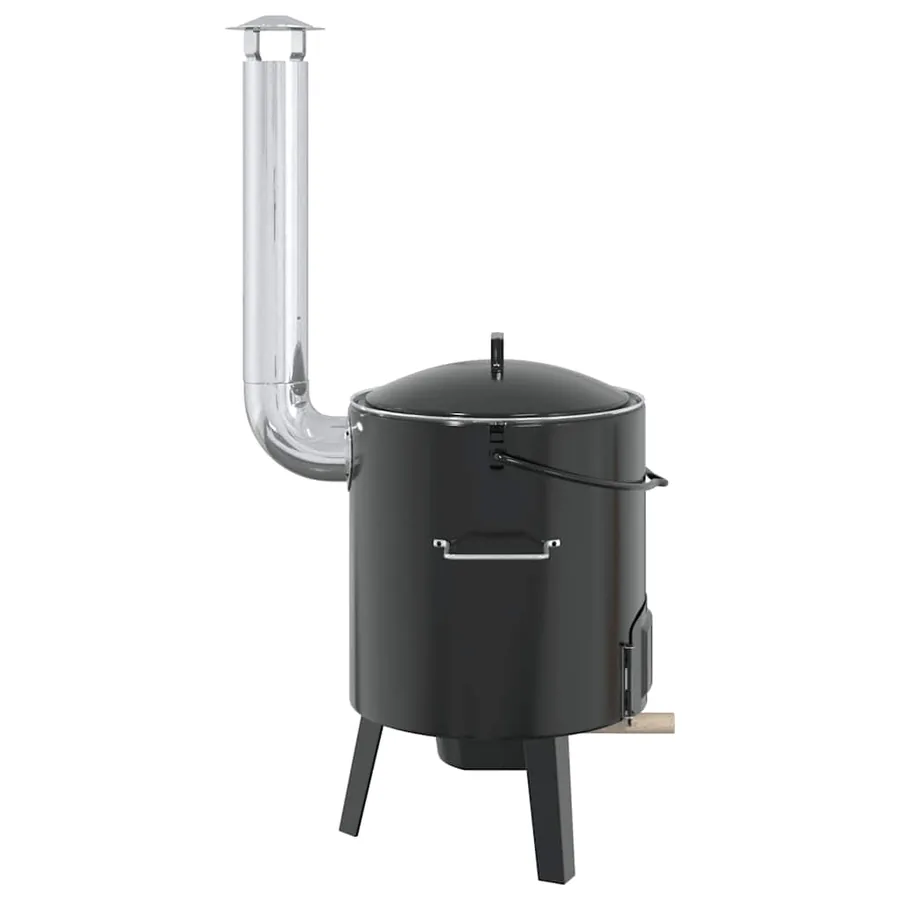 Canon à goulasch avec cheminée et couvercle noir acier émaillé - 5