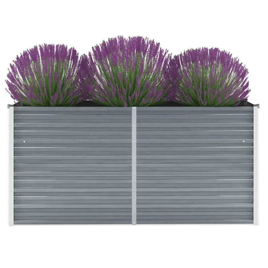 Garden raised bed Galvanised steel 160x40x77 cm Grey