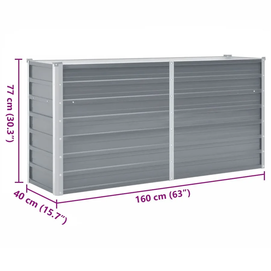 Lit surélevé de jardin Acier galvanisé 160x40x77 cm Gris - 7