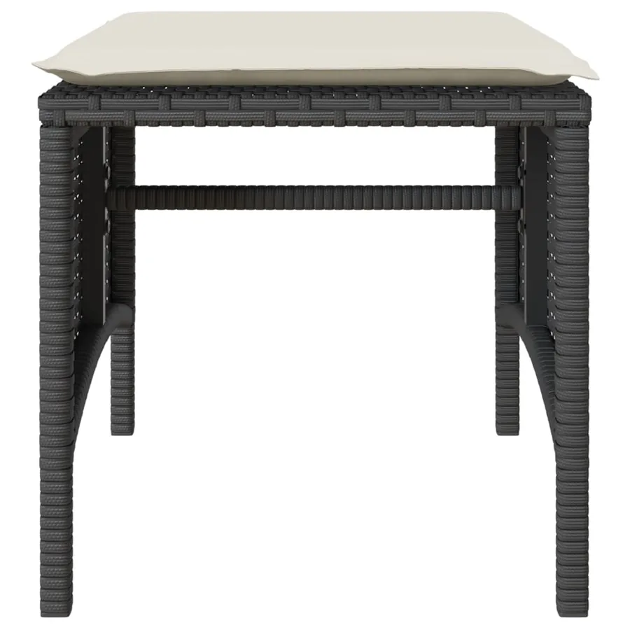 Canapé de jardin 2 places avec table et tabourets noir rotin - 10