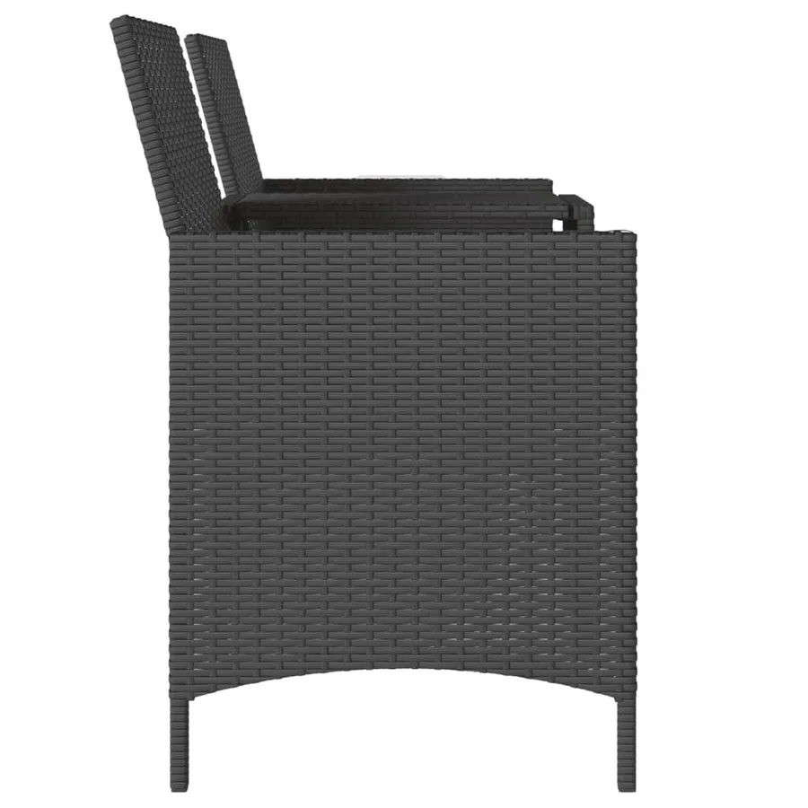 Canapé de jardin 2 places avec table et tabourets noir rotin - 6