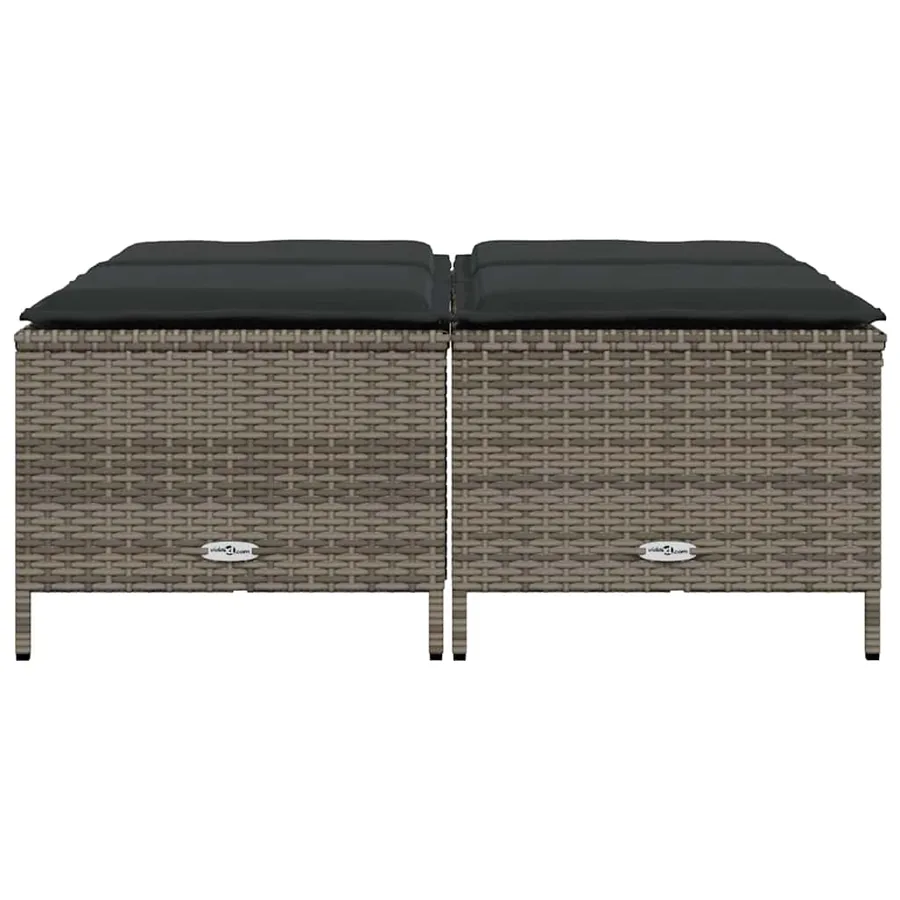 Tabourets de jardin avec coussins lot de 4 gris résine tressée - 3