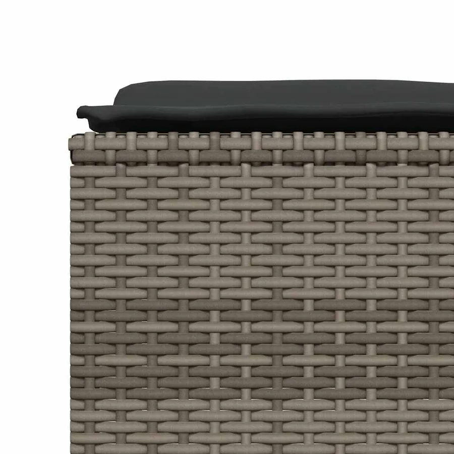 Tabourets de jardin avec coussins lot de 4 gris résine tressée - 6
