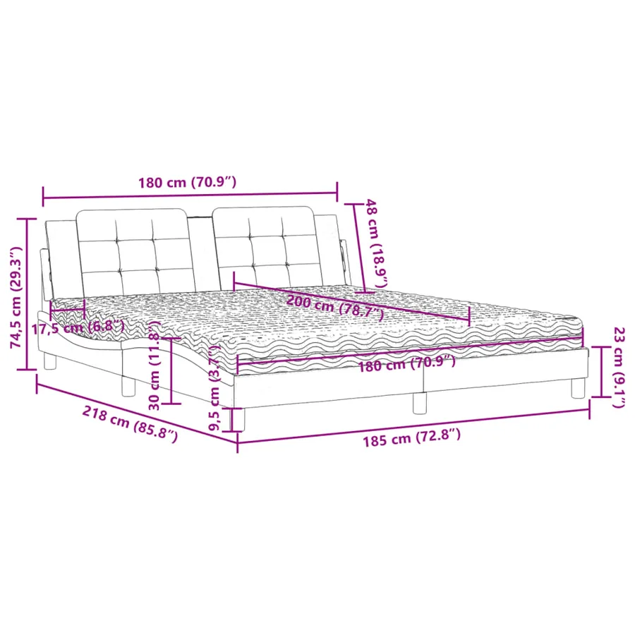 Lit avec matelas Zadar cappuccino 180x200 cm similicuir - 11