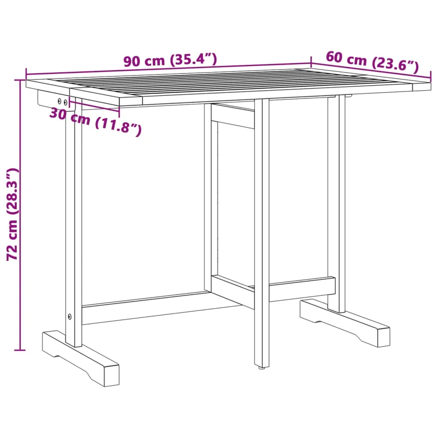 Table pliable de balcon 90x60x72 cm bois d'acacia solide - 10