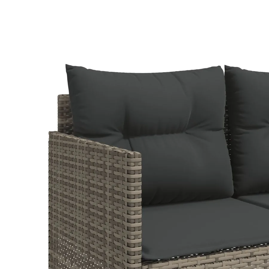 Salon de jardin 5 pcs avec coussins gris résine tressée - 5