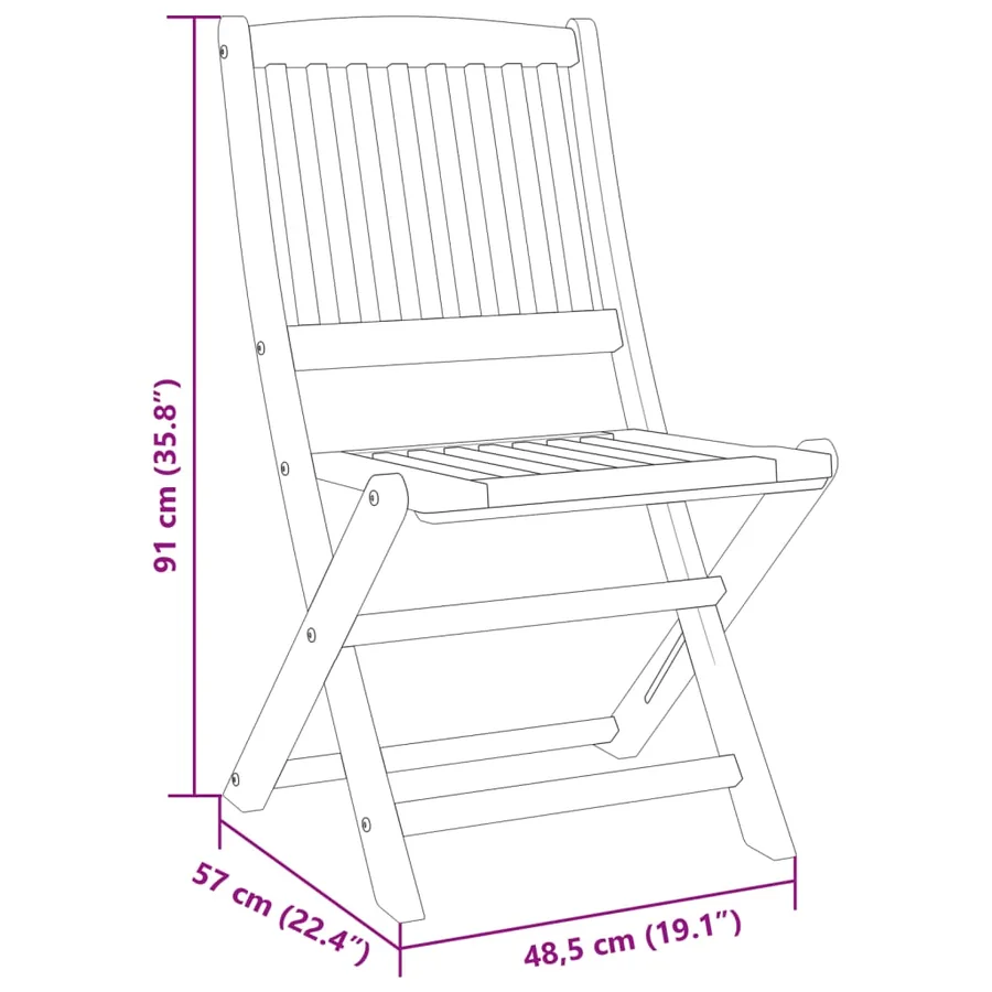 Ensemble à manger de jardin pliable 5 pcs bois massif d’acacia - 11