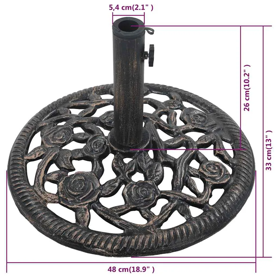 Socle de parasol Bronze 12 kg 48 cm Fonte - 9