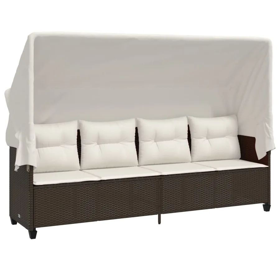 Salon de jardin avec coussins 5 pcs marron résine tressée - 3