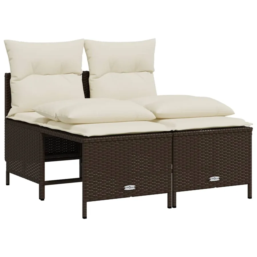 Salon de jardin avec coussins 5 pcs marron résine tressée - 4