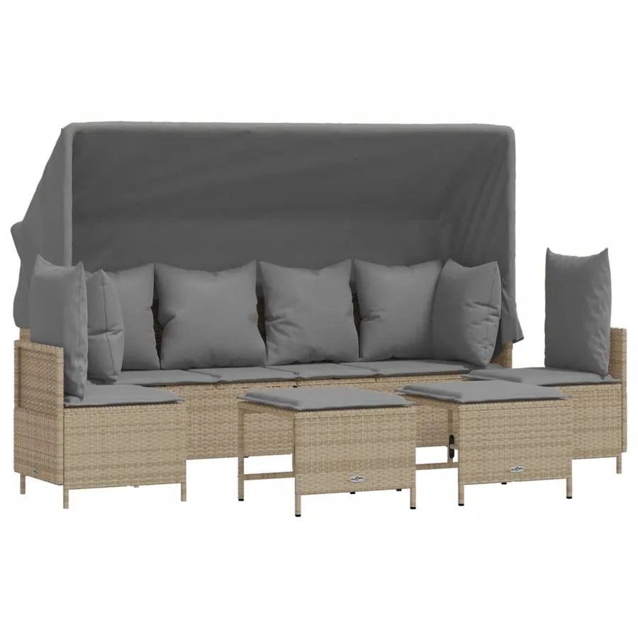 Salon de jardin avec coussins 5 pcs beige résine tressée - 2