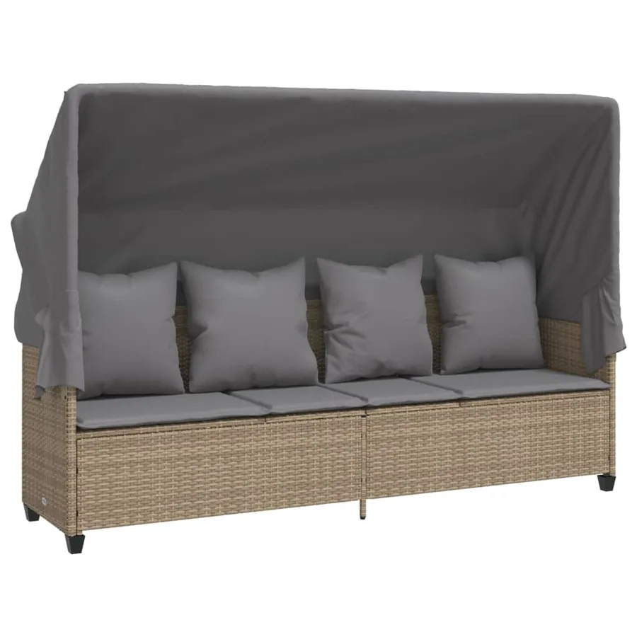 Salon de jardin avec coussins 5 pcs beige résine tressée - 3