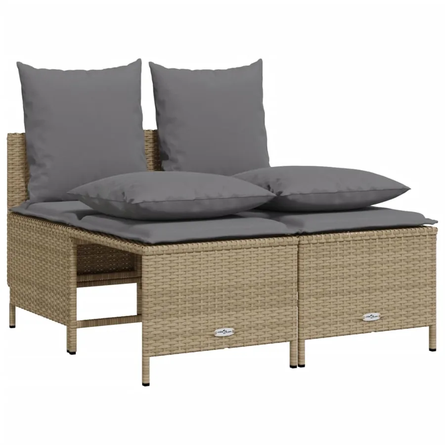 Salon de jardin avec coussins 5 pcs beige résine tressée - 4