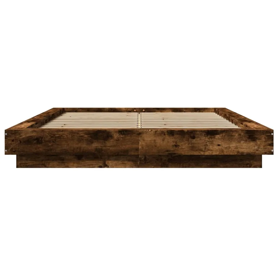 Cadre de lit et lumières LED sans matelas chêne fumé 120x190cm - 5