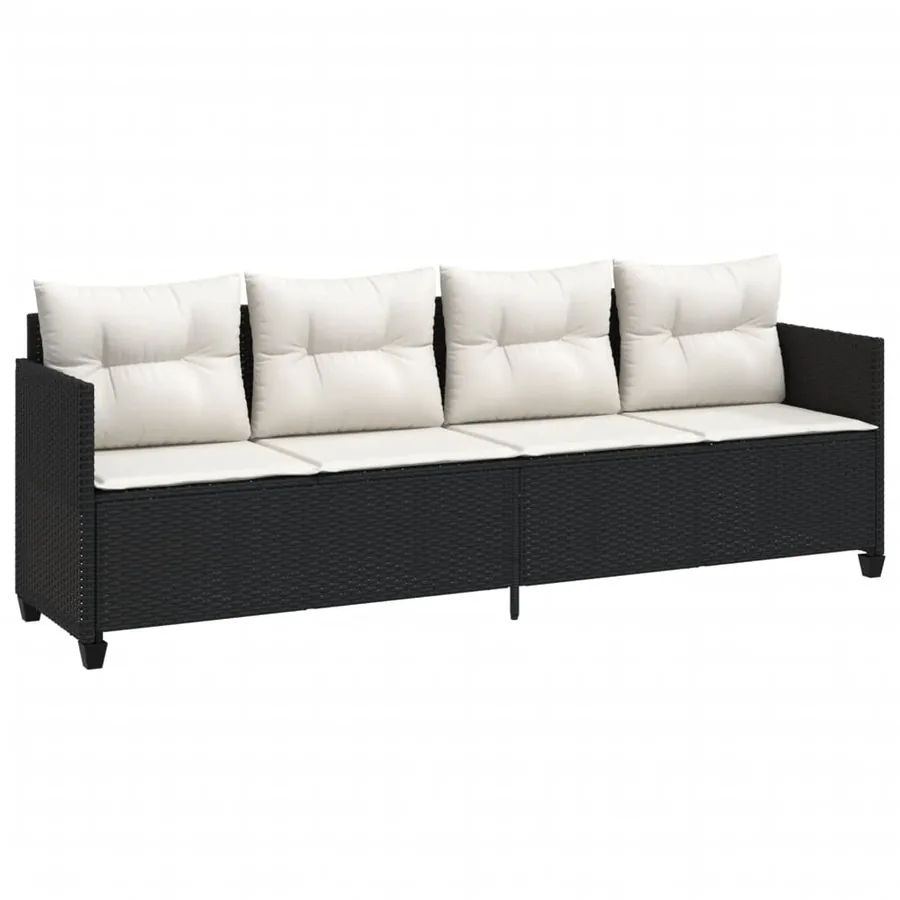 Salon de jardin 5 pcs avec coussins noir résine tressée - 3