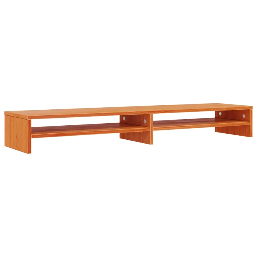 Support de moniteur marron miel 100x24x13 cm bois de pin solide - 2