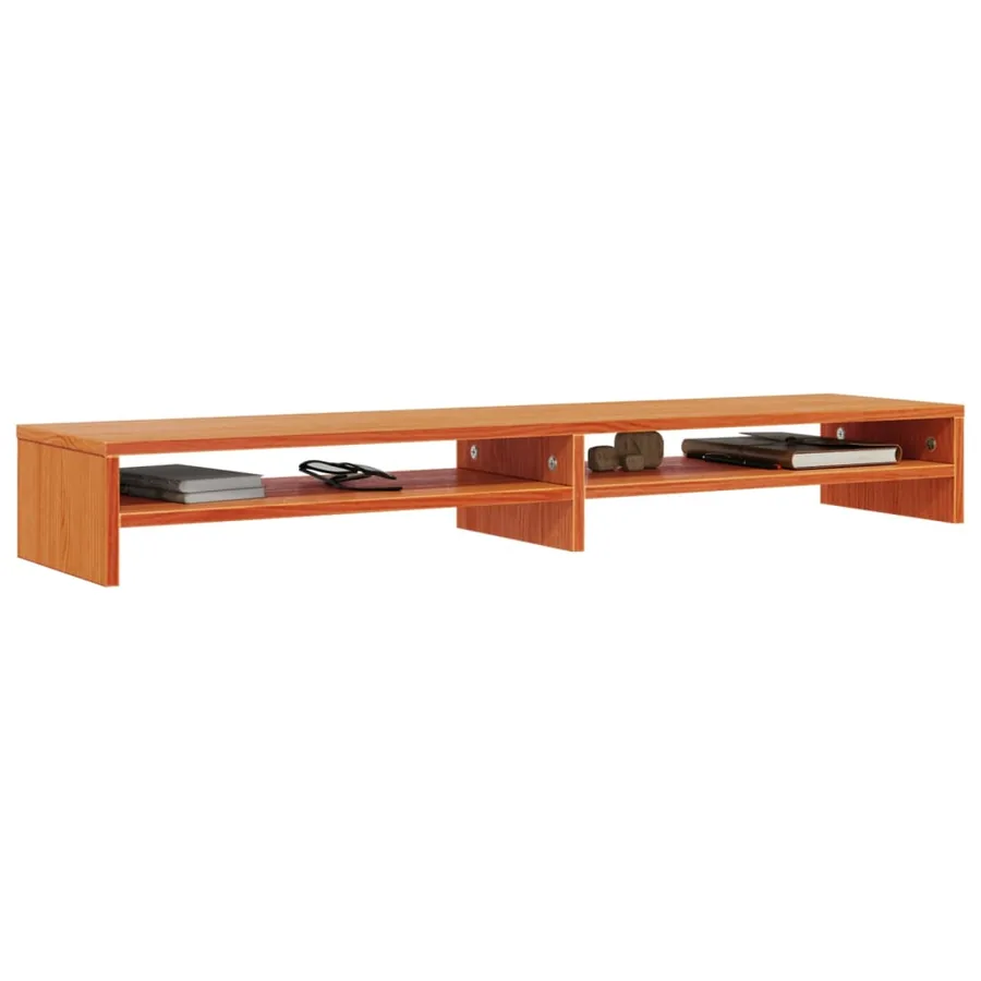 Support de moniteur marron miel 100x24x13 cm bois de pin solide - 3