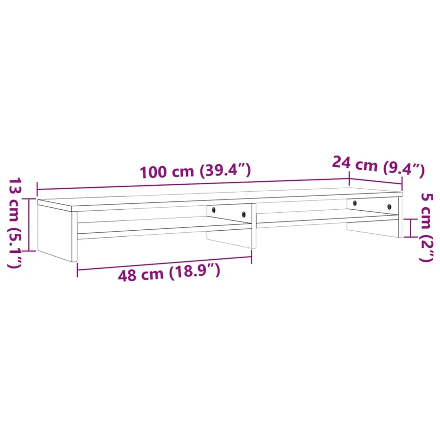 Support de moniteur marron miel 100x24x13 cm bois de pin solide - 8