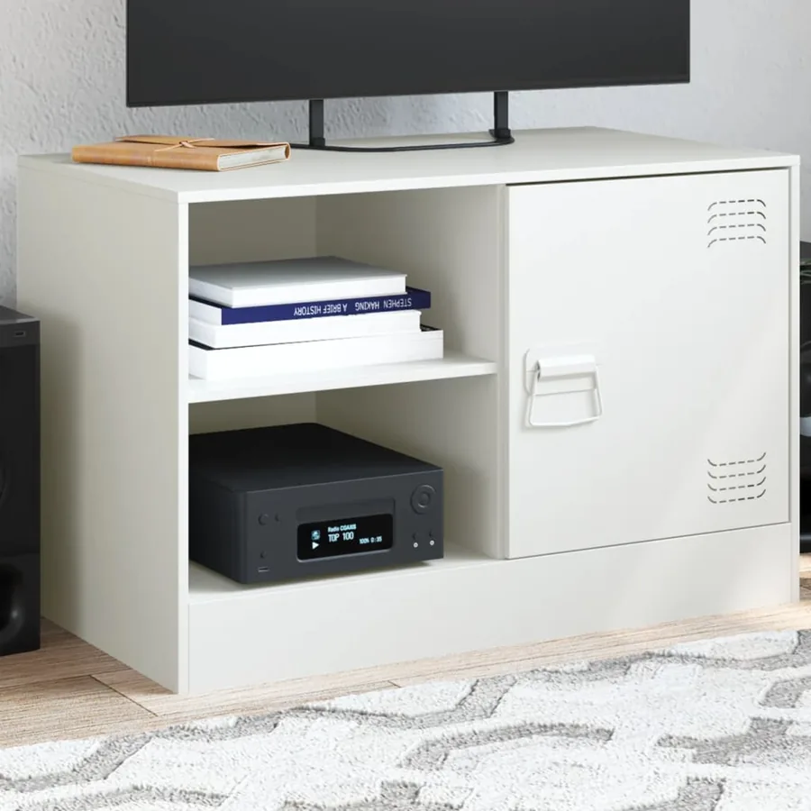 Meuble TV blanc 67x39x44 cm acier