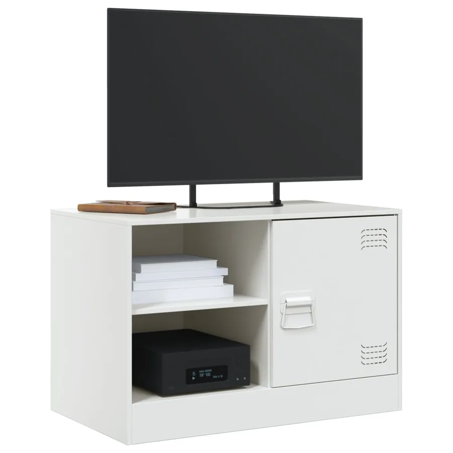 Meuble TV blanc 67x39x44 cm acier - 4