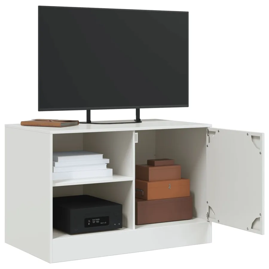 Meuble TV blanc 67x39x44 cm acier - 5