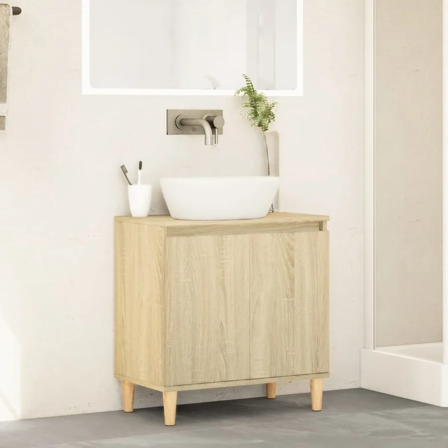 Meuble d'évier chêne sonoma 58x33x60 cm bois d'ingénierie - 3