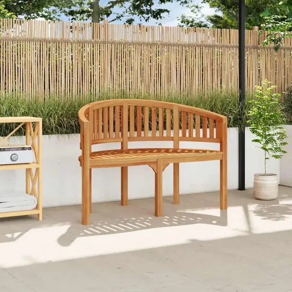 Banana-shaped garden bench 120 cm Solid teak