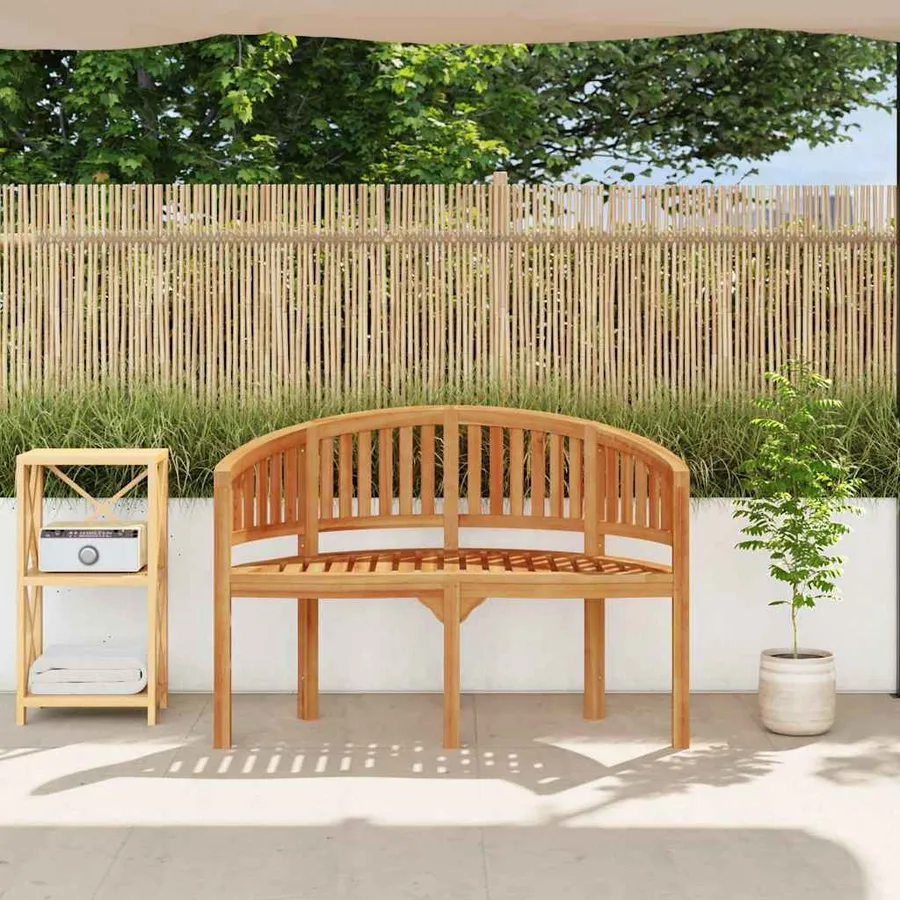 Banc de jardin en forme de banane 120 cm Teck solide - 3