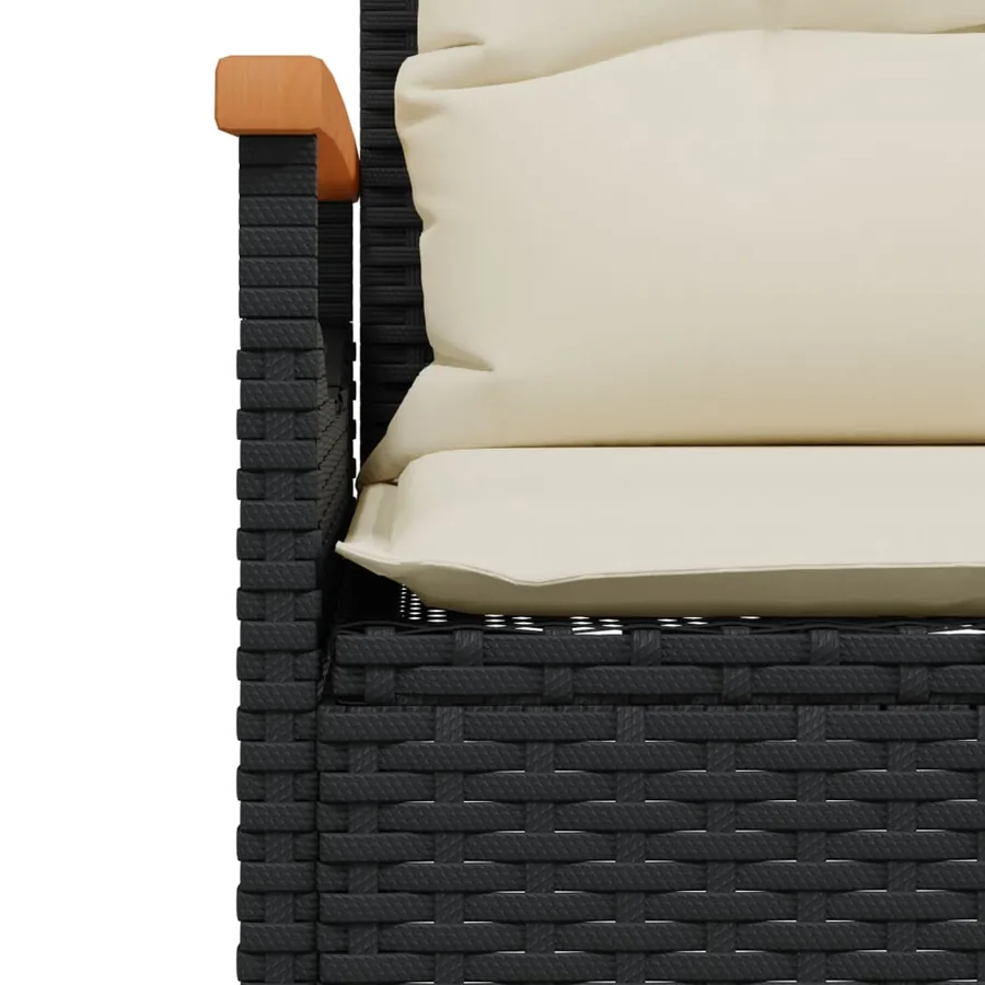 Salon de jardin 4 pcs avec coussins noir résine tressée - 11
