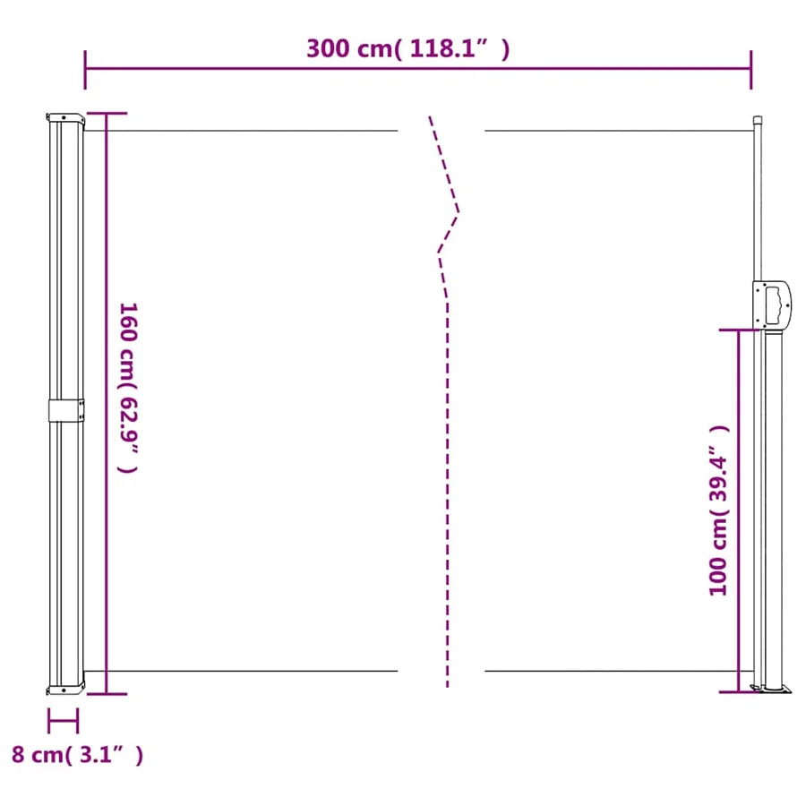 Auvent latéral rétractable taupe 160x300 cm - 10