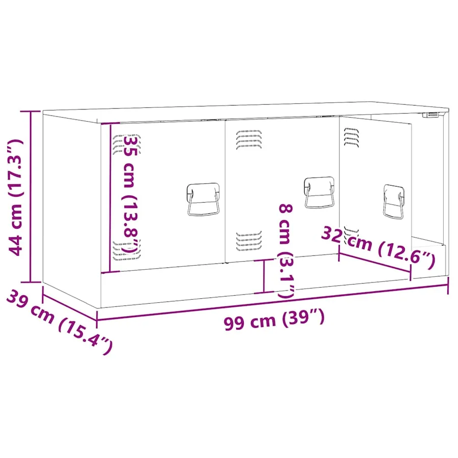 Meuble TV jaune moutarde 99x39x44 cm acier - 13