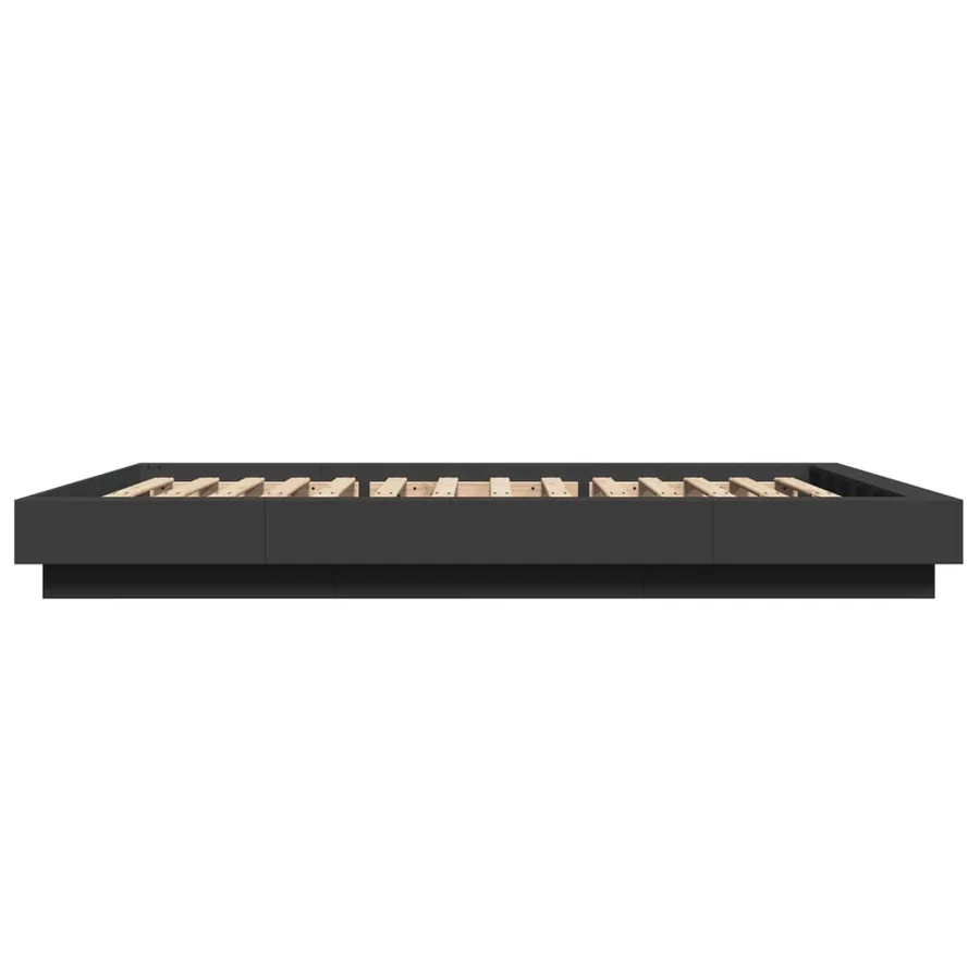Cadre de lit avec lumières LED sans matelas noir 120x200 cm - 6
