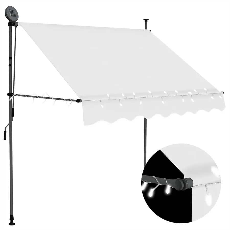 Manual retractable awning with LED 200 cm Cream