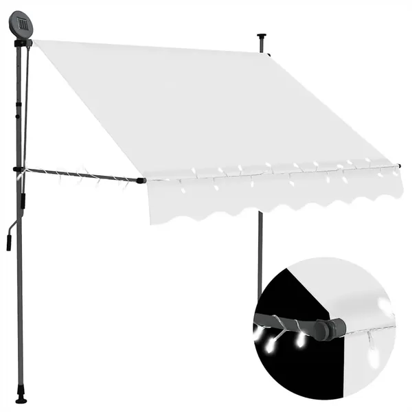 Manual retractable awning with LED 200 cm Cream