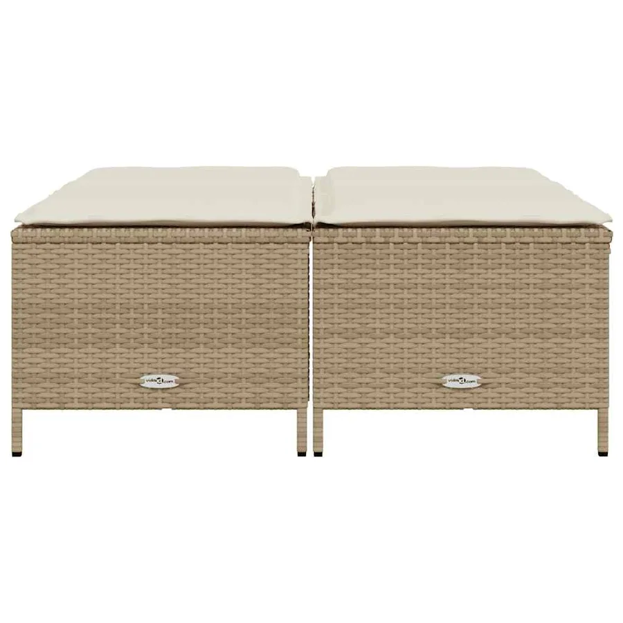 Tabourets de jardin avec coussins lot de 4 beige résine tressée - 3