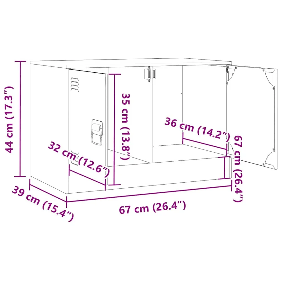 Meuble TV rose 67x39x44 cm acier - 13